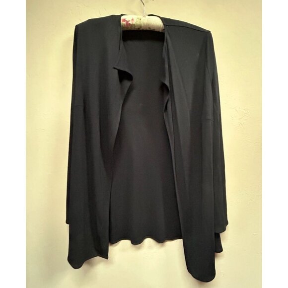 Escada Women's Size 40 Open Front Cardigan Sweater Long Sleeve Black Rayon Blend